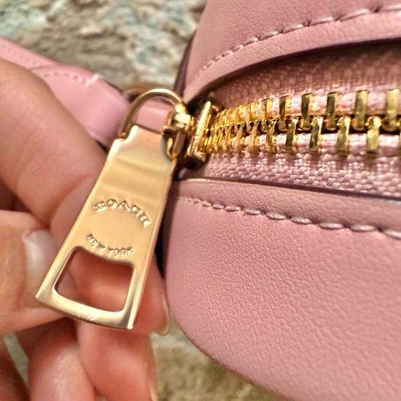COACH Mini Jamie Camera Bag in Signature Canvas - Powder Pink with Gold Hardware - Picture 7 of 11